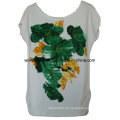 Mode Siebdruck Benutzerdefinierte Baumwolle Rundhals Frauen T-Shirt